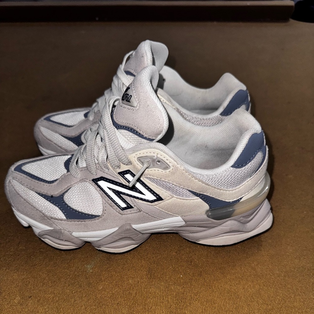 New Balance Kids' Cream and Blue Sneakers